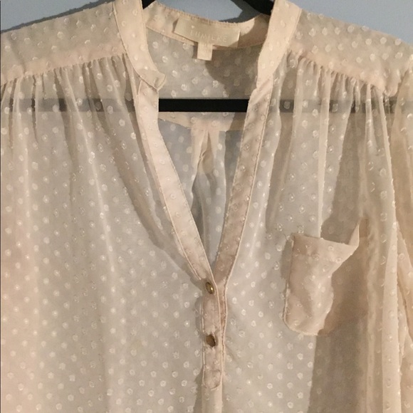 Cream sheer top with polka dots - Picture 5 of 8